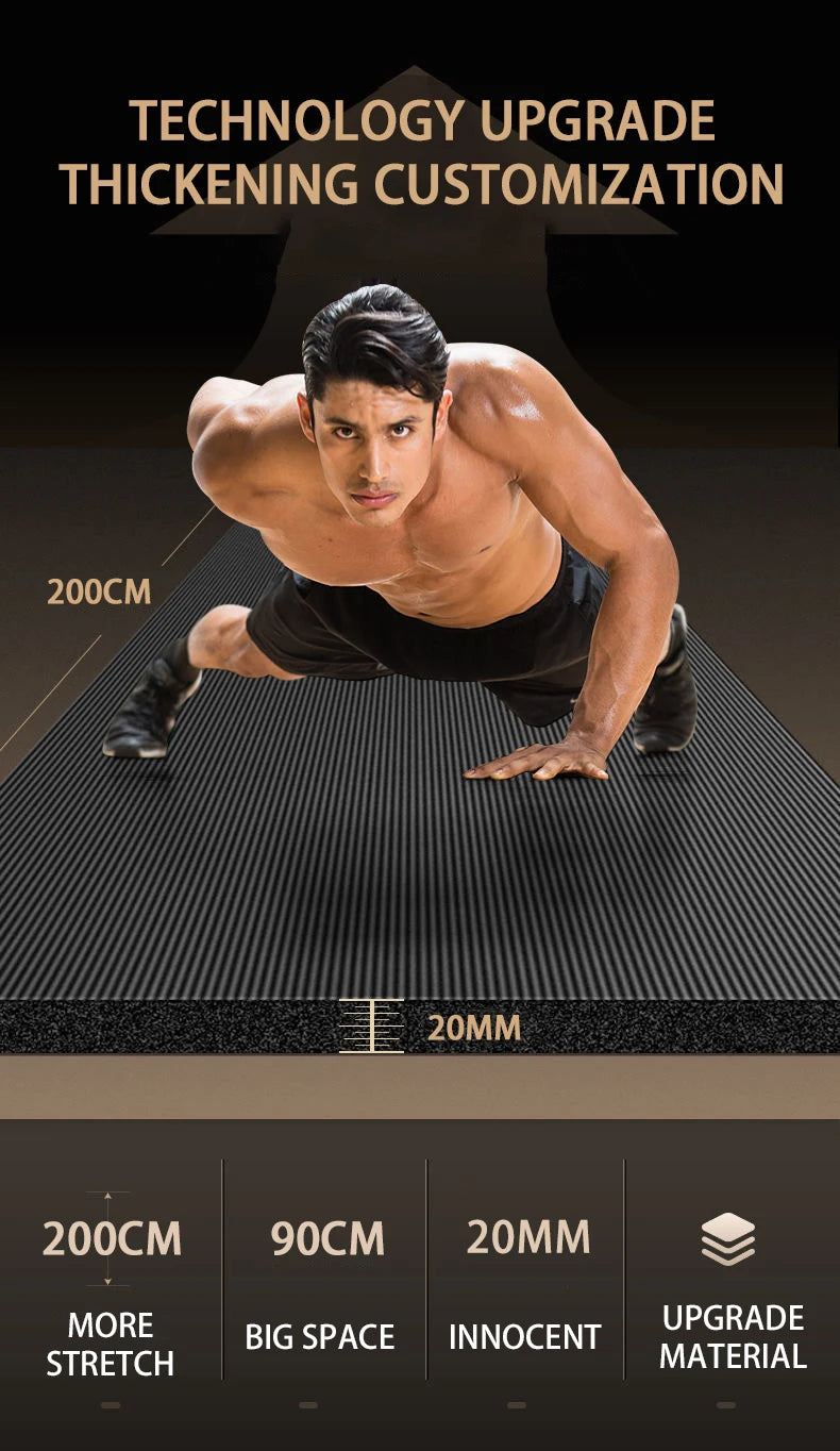 Longer Thicken Non-Slip Men's Fitness Mat High Density Exercise Yoga Mats For Gym Home Fitness Exercise Gymnastics