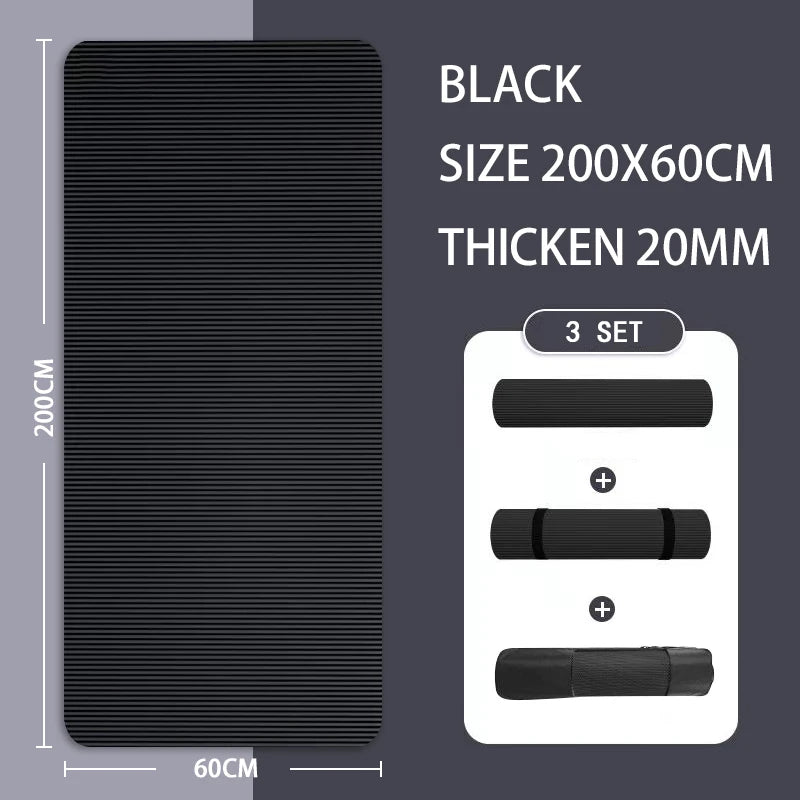 Longer Thicken Non-Slip Men's Fitness Mat High Density Exercise Yoga Mats For Gym Home Fitness Exercise Gymnastics
