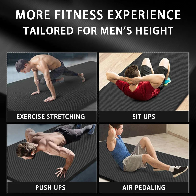 Longer Thicken Non-Slip Men's Fitness Mat High Density Exercise Yoga Mats For Gym Home Fitness Exercise Gymnastics