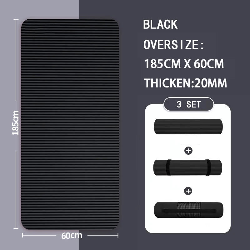 Longer Thicken Non-Slip Men's Fitness Mat High Density Exercise Yoga Mats For Gym Home Fitness Exercise Gymnastics