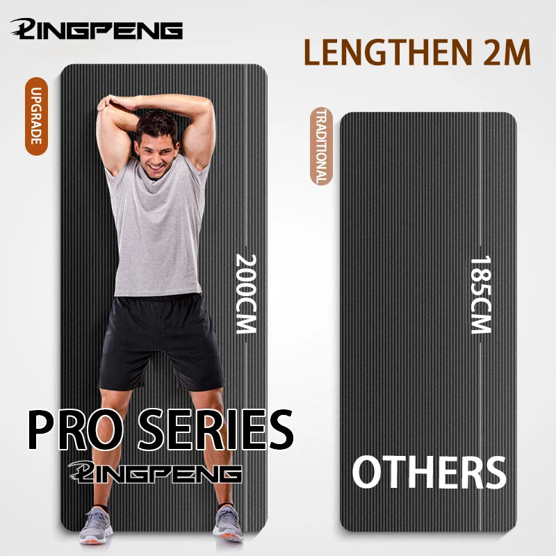 Longer Thicken Non-Slip Men's Fitness Mat High Density Exercise Yoga Mats For Gym Home Fitness Exercise Gymnastics