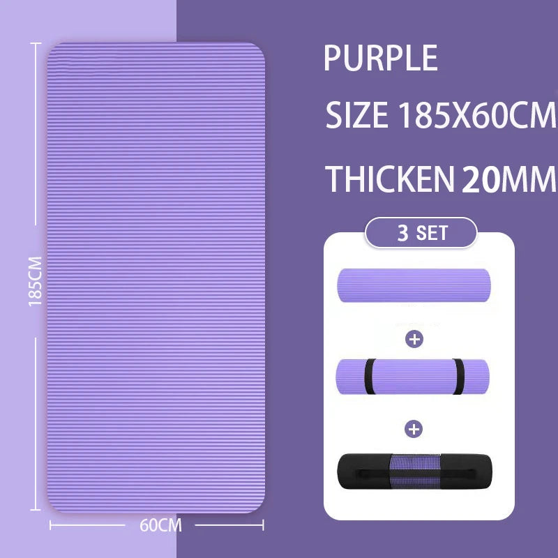 Longer Thicken Non-Slip Men's Fitness Mat High Density Exercise Yoga Mats For Gym Home Fitness Exercise Gymnastics
