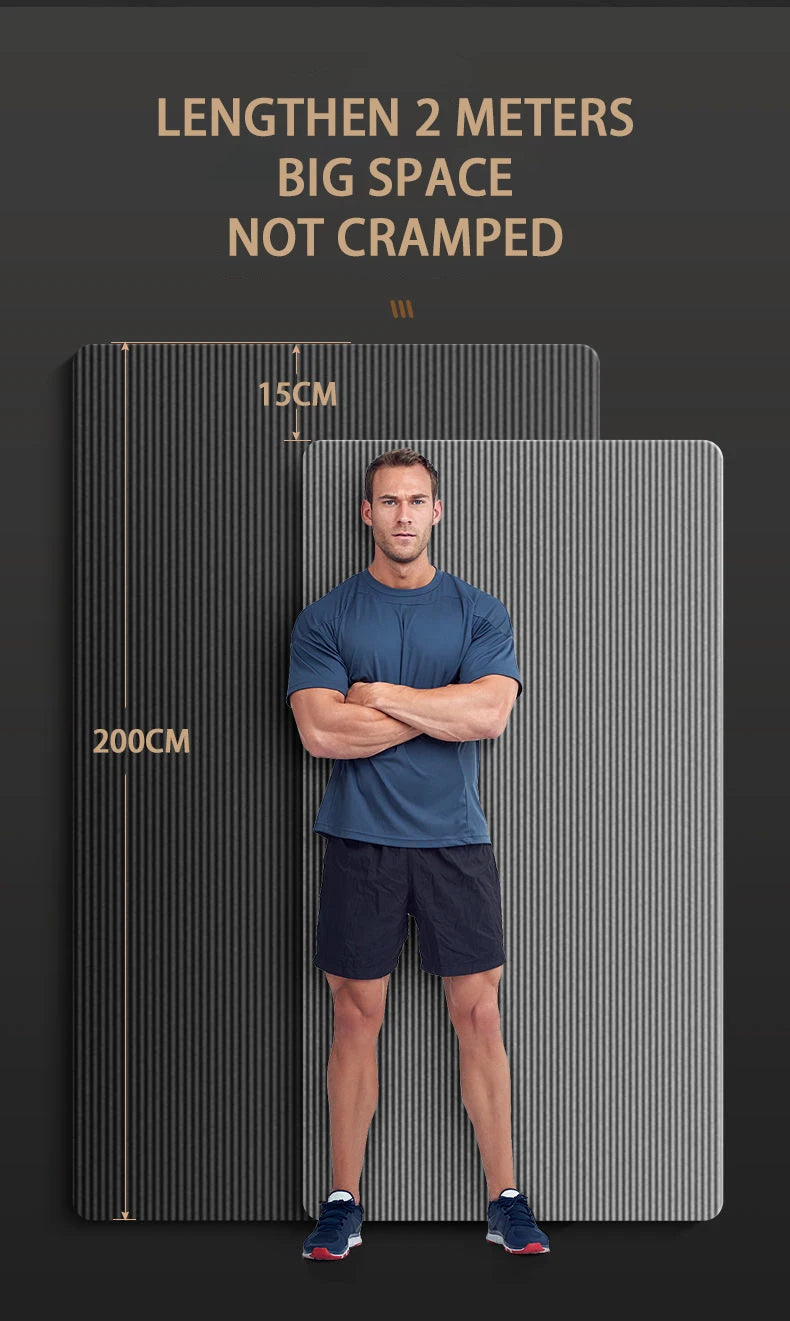 Longer Thicken Non-Slip Men's Fitness Mat High Density Exercise Yoga Mats For Gym Home Fitness Exercise Gymnastics