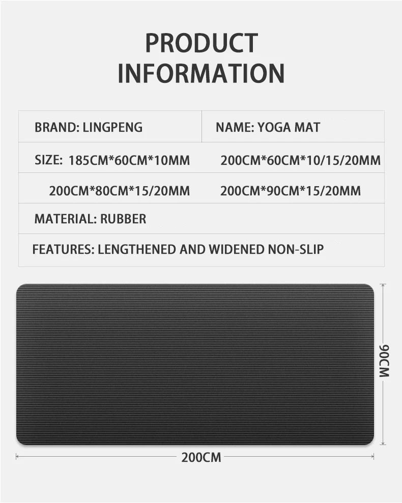 Longer Thicken Non-Slip Men's Fitness Mat High Density Exercise Yoga Mats For Gym Home Fitness Exercise Gymnastics