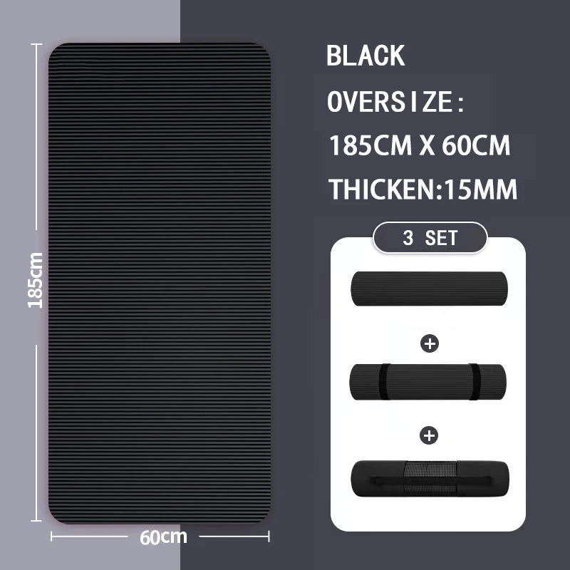 Longer Thicken Non-Slip Men's Fitness Mat High Density Exercise Yoga Mats For Gym Home Fitness Exercise Gymnastics